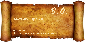 Bertan Opika névjegykártya